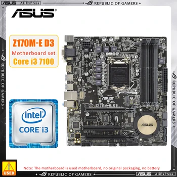 1151 Комплект материнской платы ASUS Z170M-E D3 + I3 7100 процессор Intel Z170 Комплект материнской платы DDR3 32 ГБ PCI-E 3.0 M.2 USB 3.0 Micro ATX