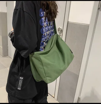 2023 Сумка через плечо Женская сумка для покупок, холщовая сумка-тоут, женские однотонные простые сумки через плечо большой емкости, женские дизайнерские сумки