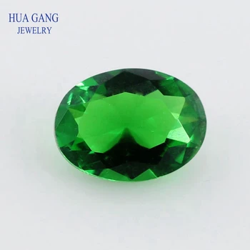 2x3 ~ 15x20 мм Зеленый цвет, овальная форма, стеклянные бусины, синтетические драгоценные камни для ювелирных изделий, Оптовая продажа, Бесплатная доставка
