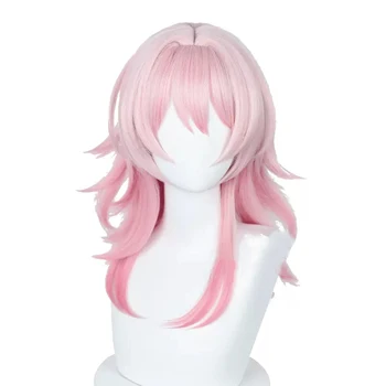 7 марта Игра-парики для косплея Honkai: Star Rail 7 марта 50-сантиметровый Розовый Градиентный Синтетический Термостойкий парик Honkai Impact Wig