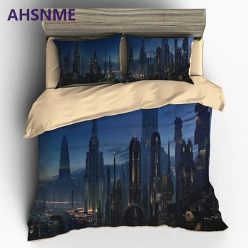 AHSNME fantasy future city научно-фантастический симулятор города Постельные Принадлежности Соединенные Штаты Австралия Европа King Queen Size cover Set