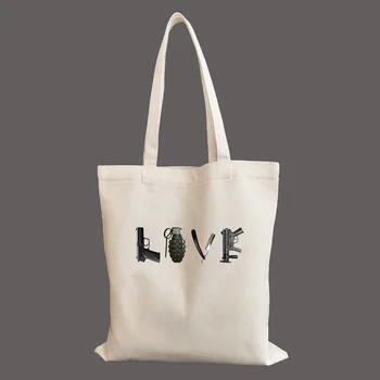 Canotta Love graphic Персонализированная холщовая сумка на заказ, повседневная хозяйственная сумка, индивидуальная сумка-тоут большой емкости, женская холщовая сумка
