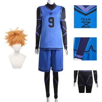 Аниме Blue Lock Герой Косплей Кунигами Ренсукэ Парик Команда Z № 9 Футбол майо фут униформа Одежда Трикотажные изделия