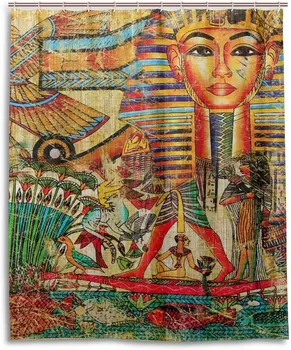 Винтажная занавеска для душа из 100% полиэстеровой ткани с рисунком Фараона в египетском стиле