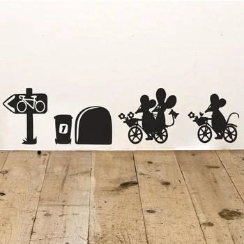 Забавные 3D наклейки на стену с отверстием для мыши Детская комната Кухня Спальня Украшение дома Виниловая наклейка на стену Diy Мультяшная настенная роспись животных-крыс