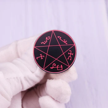 Значок с символом сверхъестественной ловушки дьявола, черная кнопка