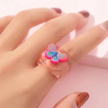 Легкое кольцо с круглым краем, уникальное красочное кольцо из разноцветной смолы для девочек