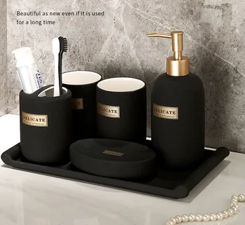 Набор для ванной комнаты Nordic, Керамическая бутылка для мыла для рук, Шампунь, Гель для душа, Лосьон, Бутылка для пресса, Принадлежности для ванной