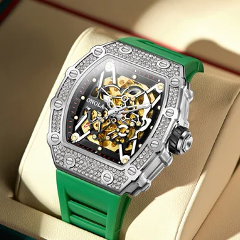 Новые 2023 Бриллиантовые Часы Мужского Бренда ONOLA Luxury Automatic Mechanic Модные Часы Man Waterpoor Montres Pour Hommes Clock