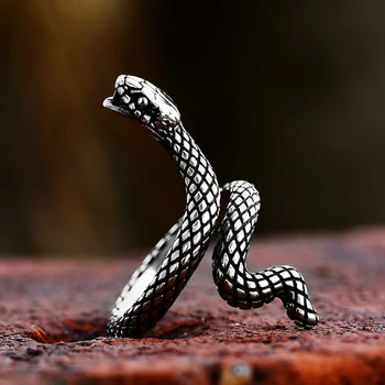 Панк-хип-хоп Кольцо-змея из нержавеющей стали 316L для мужчин и женщин Индивидуальность Мода Кобра Змея Мужское Кольцо Ювелирные Изделия Подарок Прямая поставка