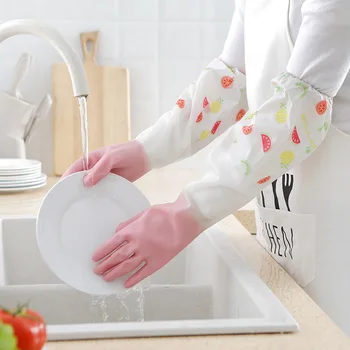Перчатки для мытья посуды, теплые резиновые водонепроницаемые перчатки для мытья посуды, перчатки для работы по дому, женские водонепроницаемые перчатки для уборки